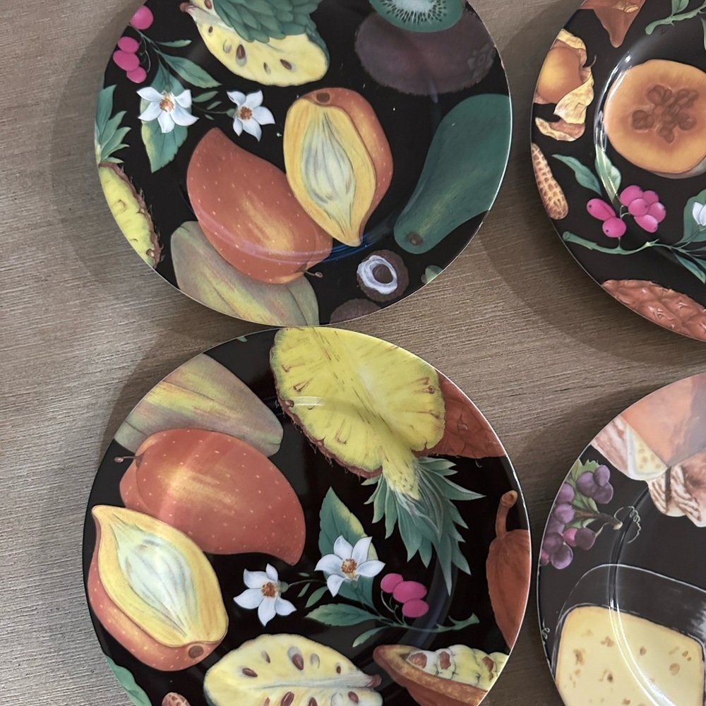 Tropical Fruit Design Richard Limoges France Ceramic Plate Set of 6 - Picture 5 of 7